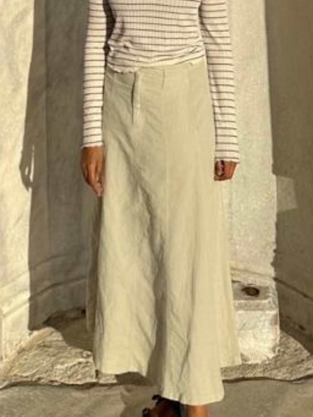 Zara Linen Blend midi skirt with pockets
